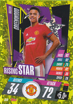 Mason Greenwood Manchester United 2020/21 Topps Match Attax CL Rising Stars #RS09